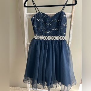 Strapless Blue Prom Dress